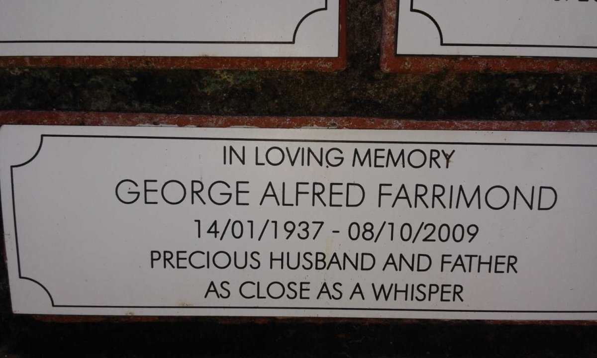 FARRIMOND George Alfred 1937-2009