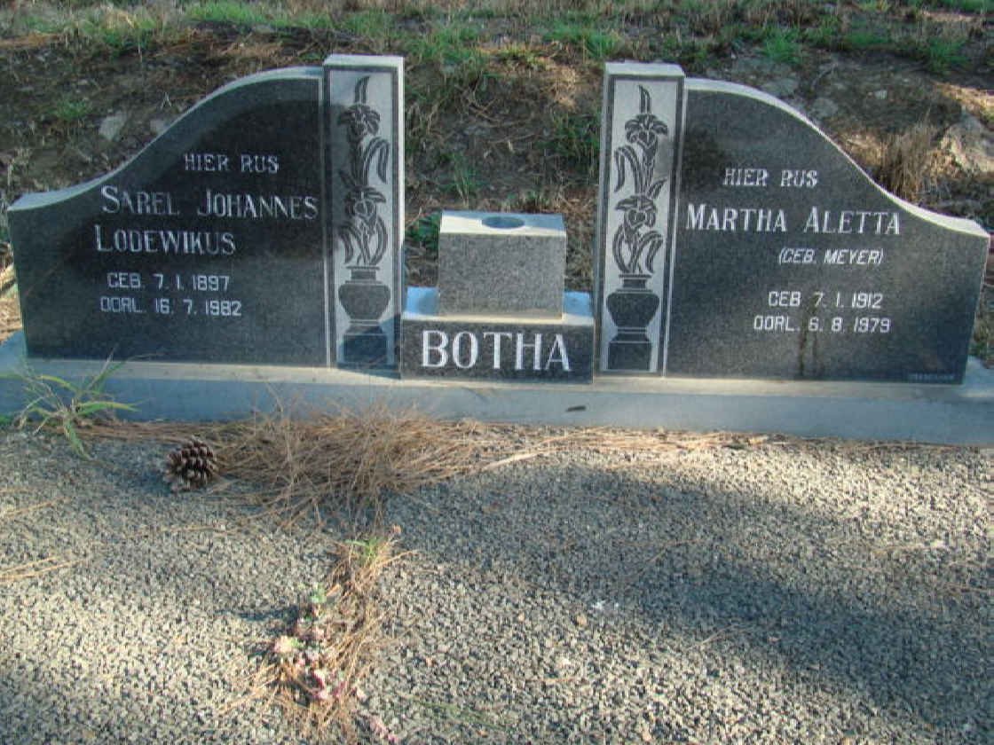 BOTHA Sarel Johannes Lodewikus 1897-1982 &amp; Martha Aletta MEYER 1912-1979