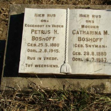 BOSHOFF Petrus H. 1880-1945 &amp; Catharina M. SNYMAN 1880-1957