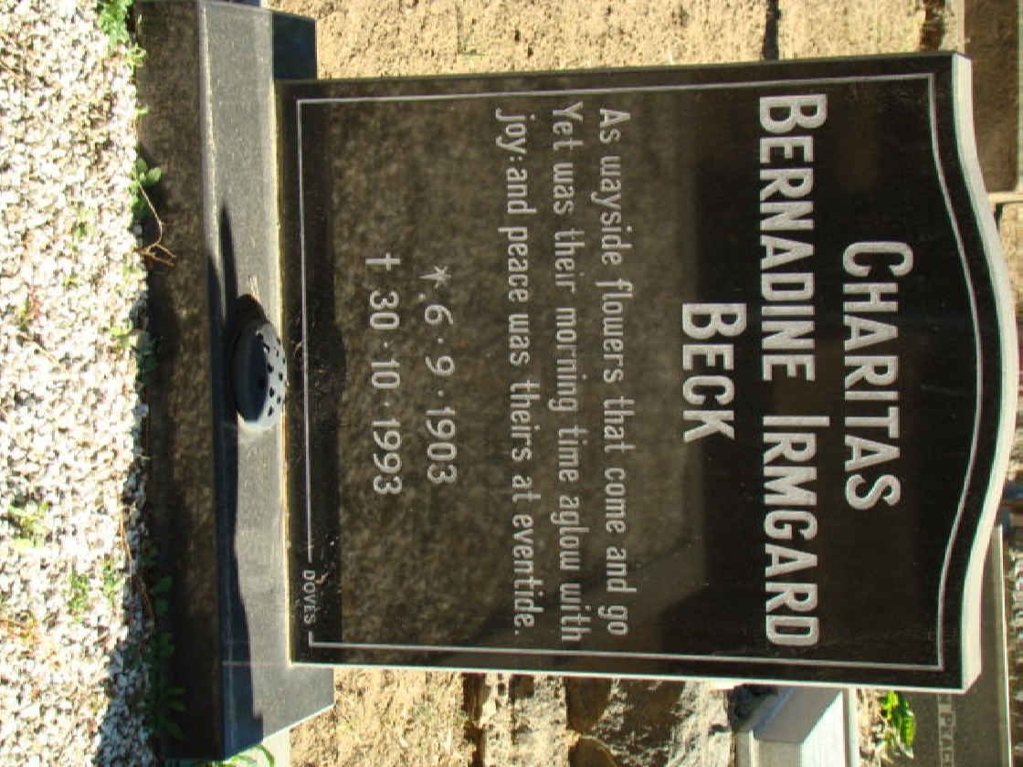 BECK Charitas Bernadine Irmgard 1903-1993