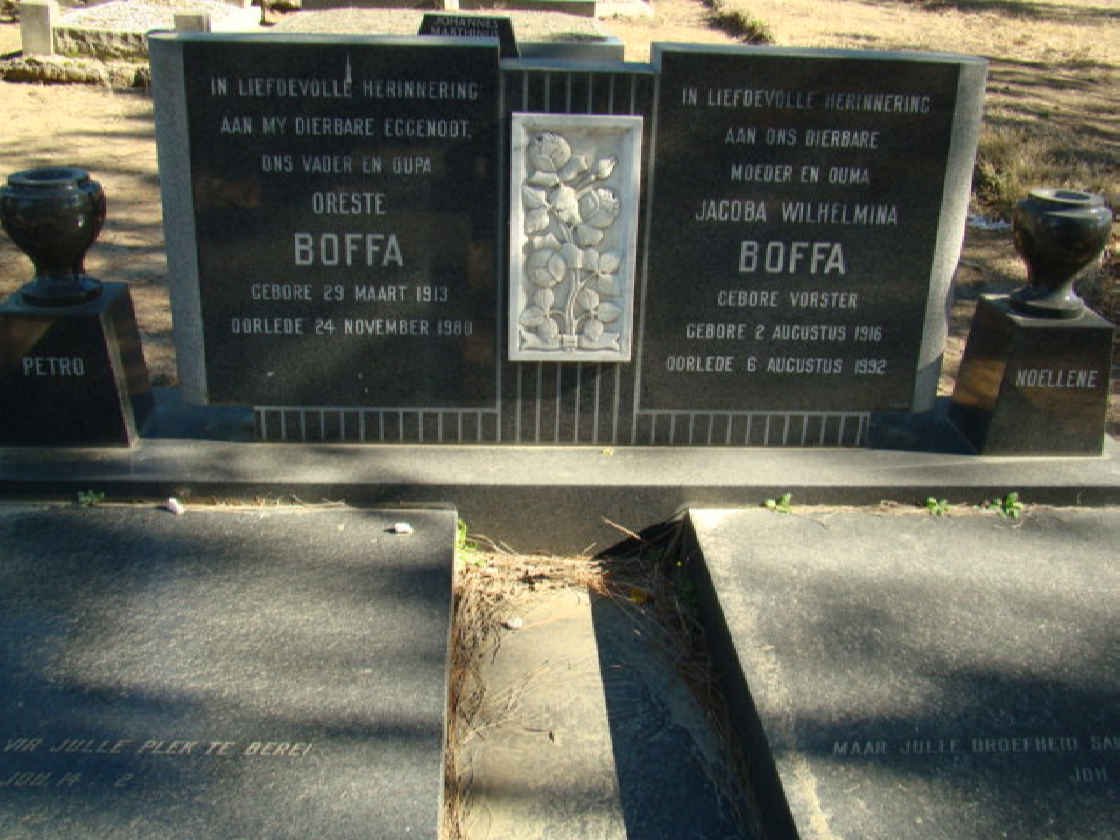 BOFFA Oreste 1913-1980 &amp; Jacoba Wilhelmina VORSTER 1916-1992
