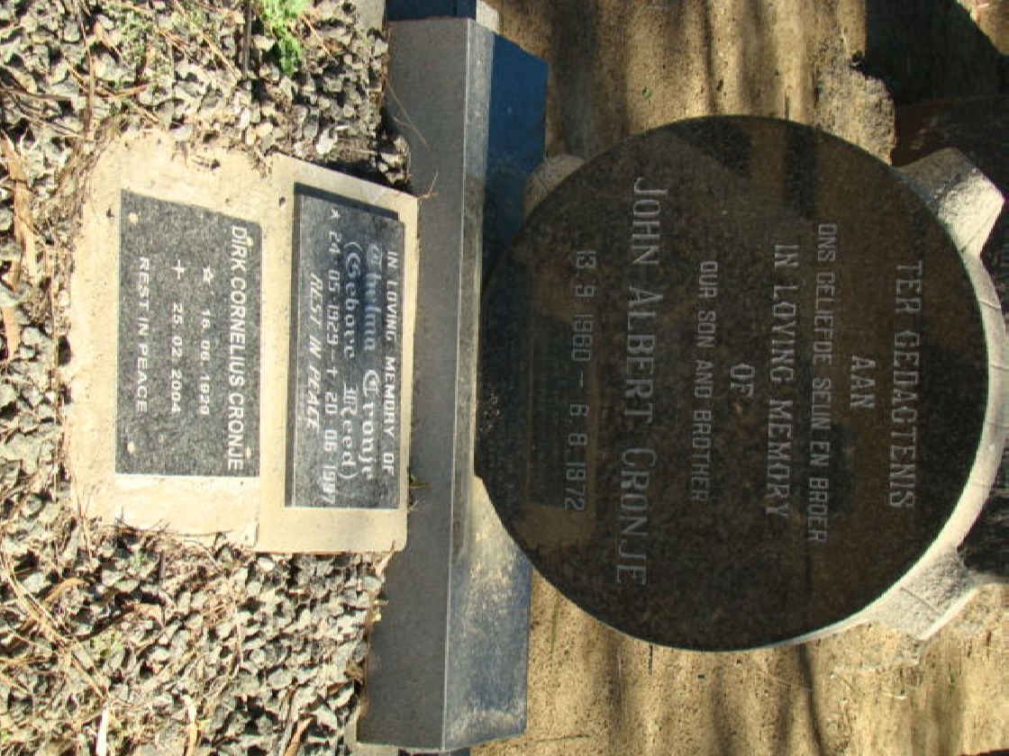 CRONJE John Albert 1960-1972 :: CRONJE Dirk Cornelius 1920-2004 &amp; Thelma REED 1929-1997
