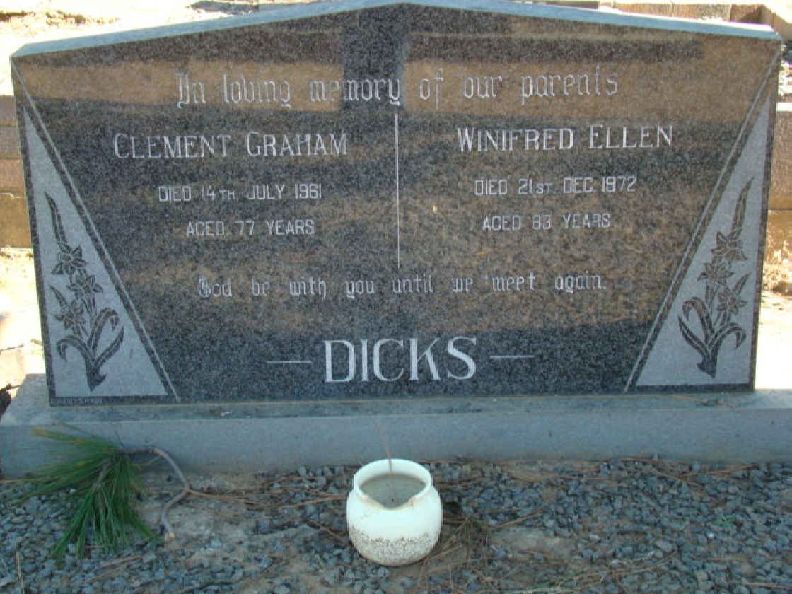 DICKS Clement Graham -1961 &amp; Winifred Ellen -1972