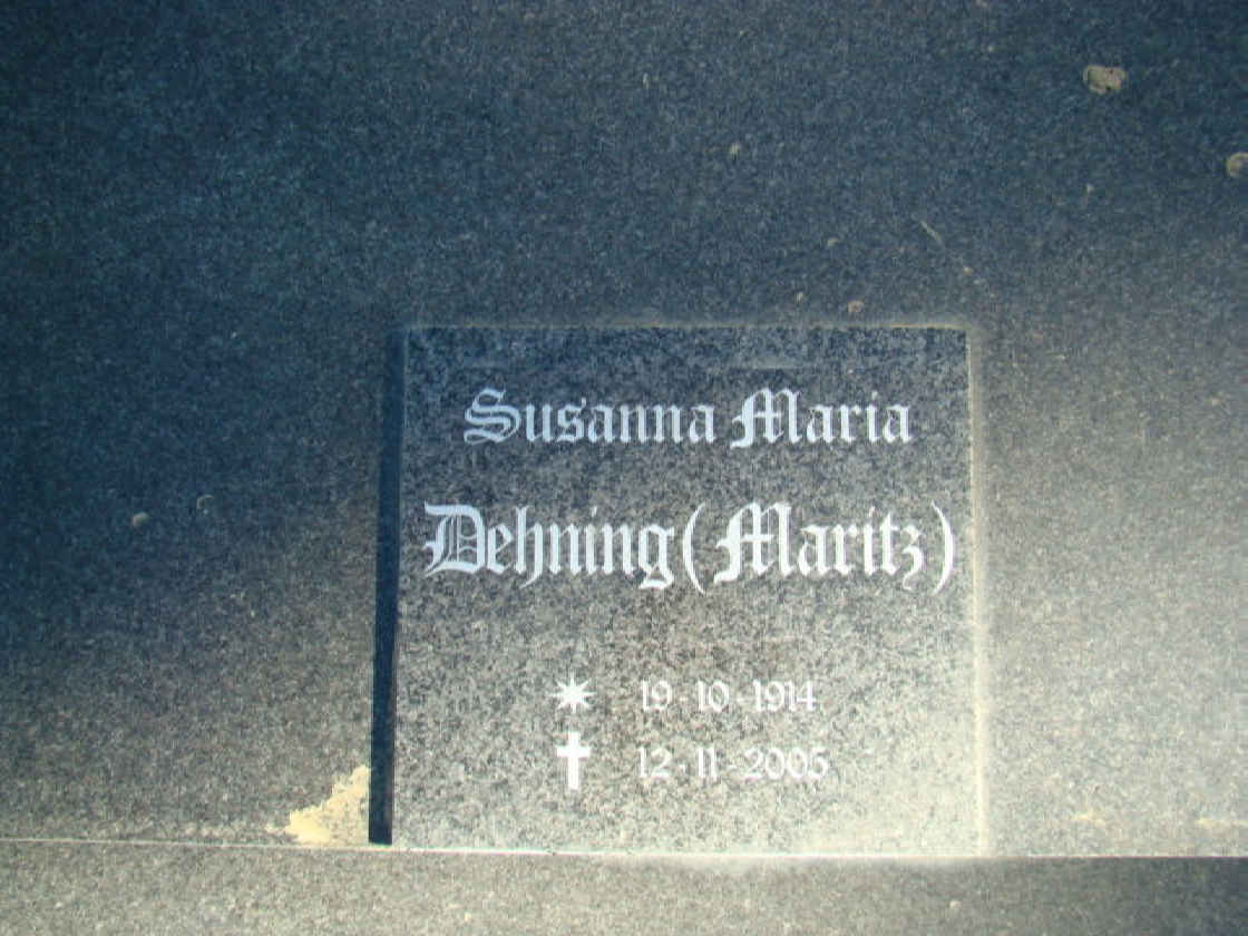 DEHNING Susanna Maria nee MARITZ 1914-2005