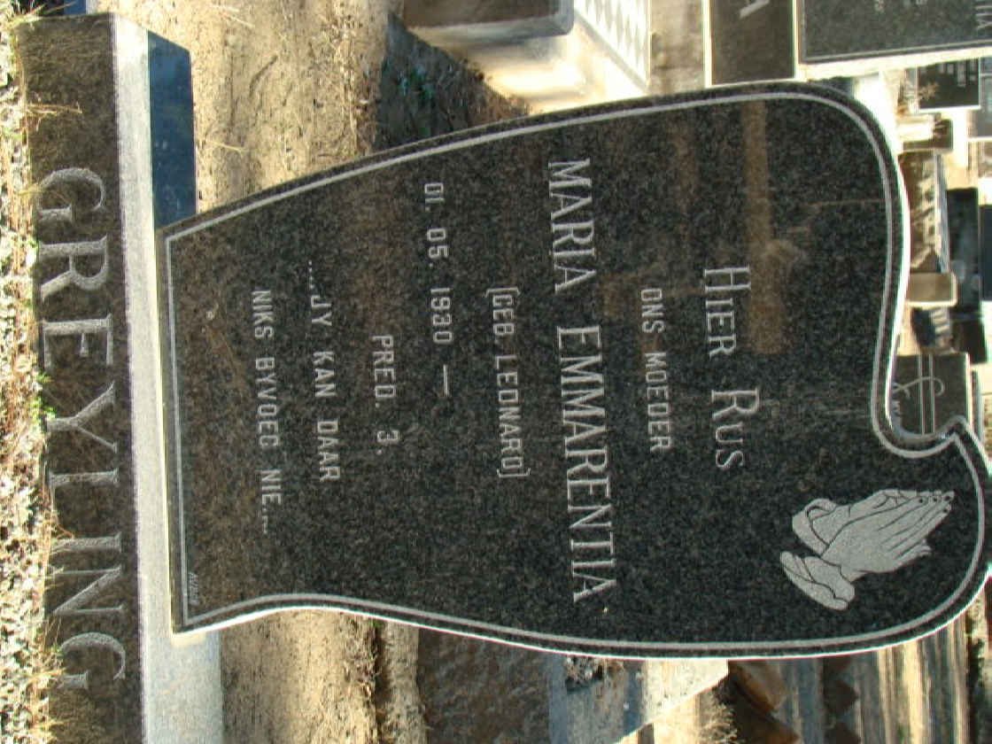 GREYLING Maria Emmarentia nee LEONARD 1930-
