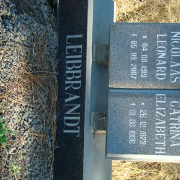 LEIBBRANDT Nicolaas Leonard 1919-2007 &amp; Catrina Elizabeth 1923-1996