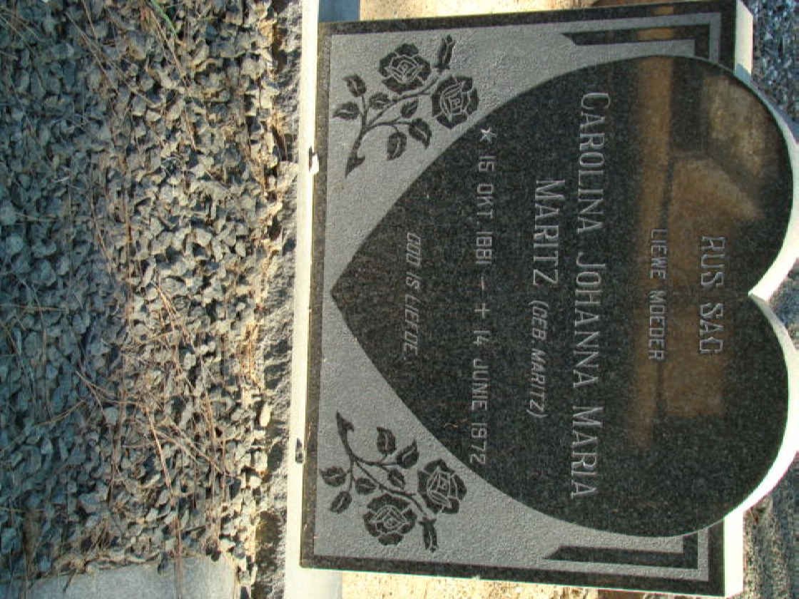 MARITZ Carolina Johanna Maria nee MARITZ 1881-1972