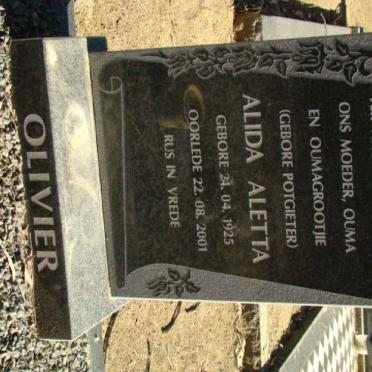 OLIVIER Alida Aletta nee POTGIETER 1925-2001
