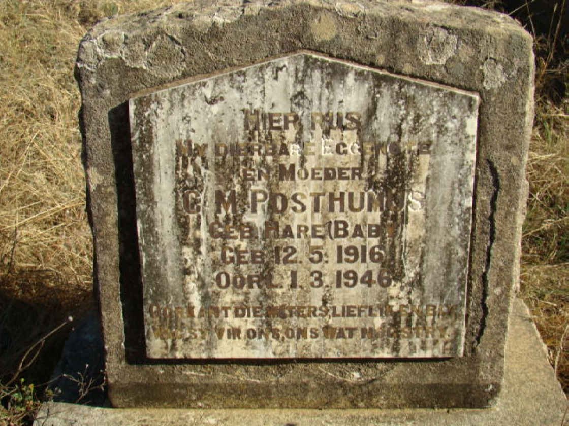 POSTHUMUS C.M. nee HARE 1916-1946