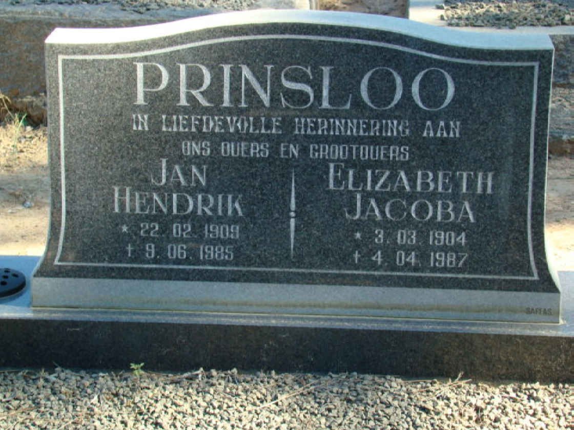 PRINSLOO Jan Hendrik 1909-1985 &amp; Elizabeth Jacoba 1904-1987
