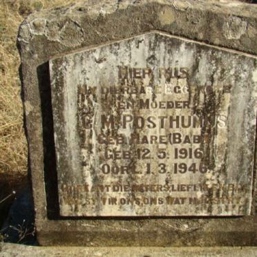 POSTHUMUS C.M. nee HARE 1916-1946