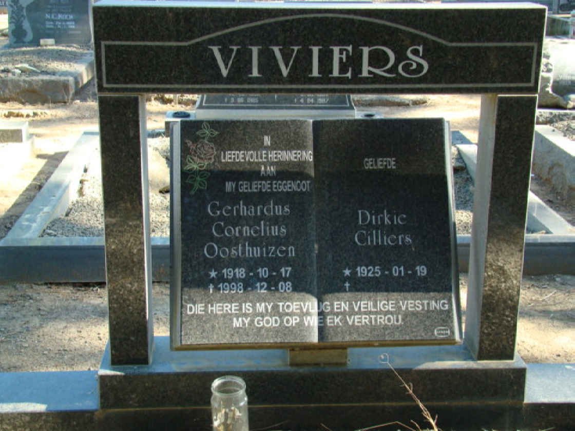 VIVIERS Gerhardus Cornelius Oosthuizen 1918-1998 &amp; Dirkie Cilliers 1925-