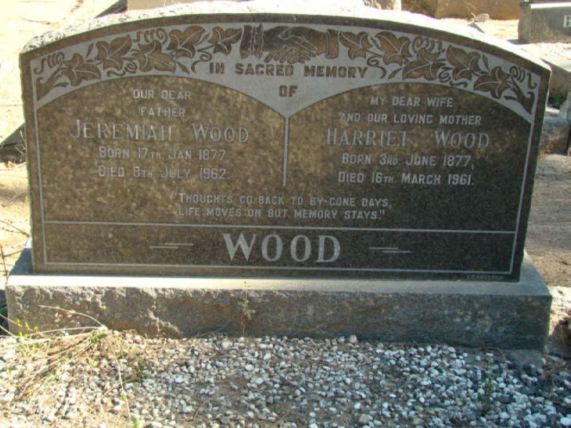 WOOD Jeremiah 1877-1962 &amp; Harriet 1877-1961