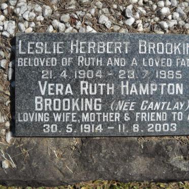 BROOKING Leslie Herbert 1904-1985 &amp; Vera Ruth Hampton CANTLAY 1914-2003