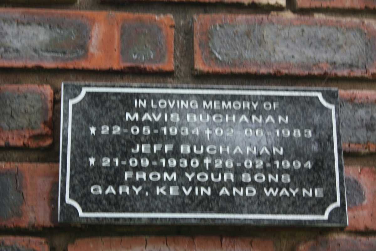 BUCHANAN Jeff  1930-1994 &amp; Mavis 1934-1983