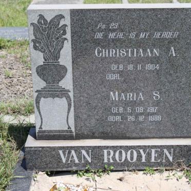 ROOYEN Christiaan A., van 1904- &amp; Maria S. 1917-1988