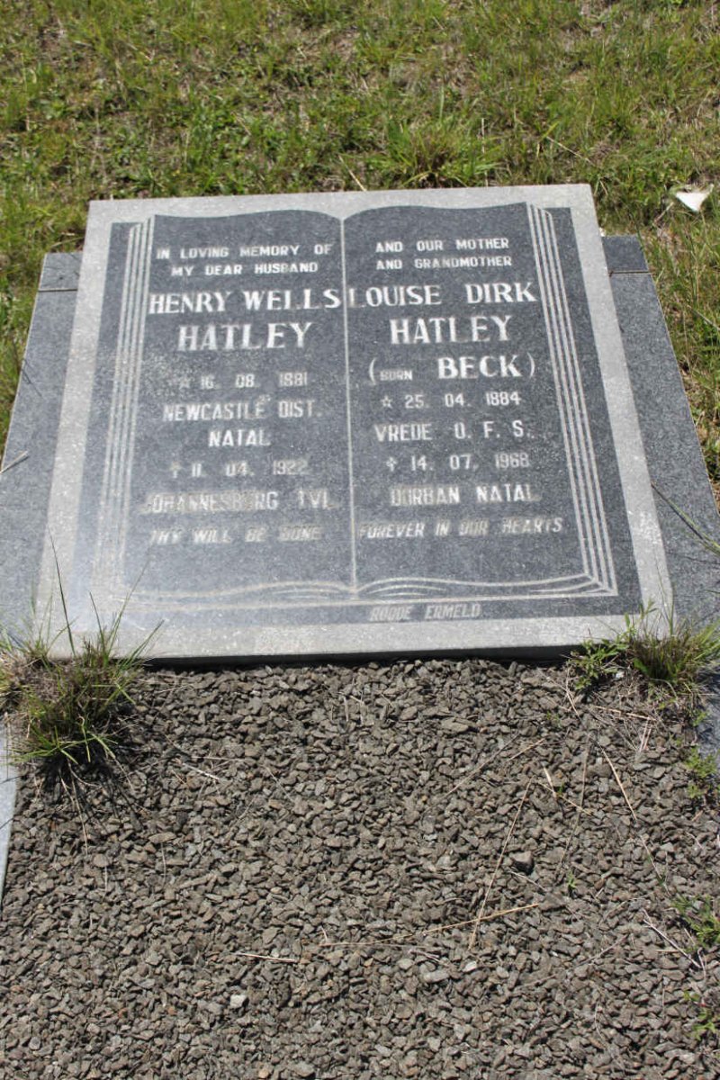 HATLEY Henry Wells 1881-1922 &amp; Louise Dirk BECK 1884-1968