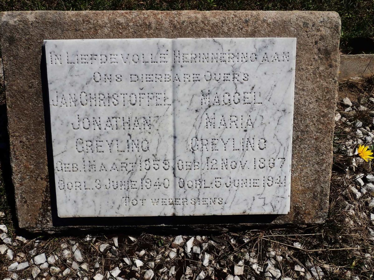 GREYLING Jan Christoffel Jonathan 1859-1940 &amp; Maggel Maria 1867-1941