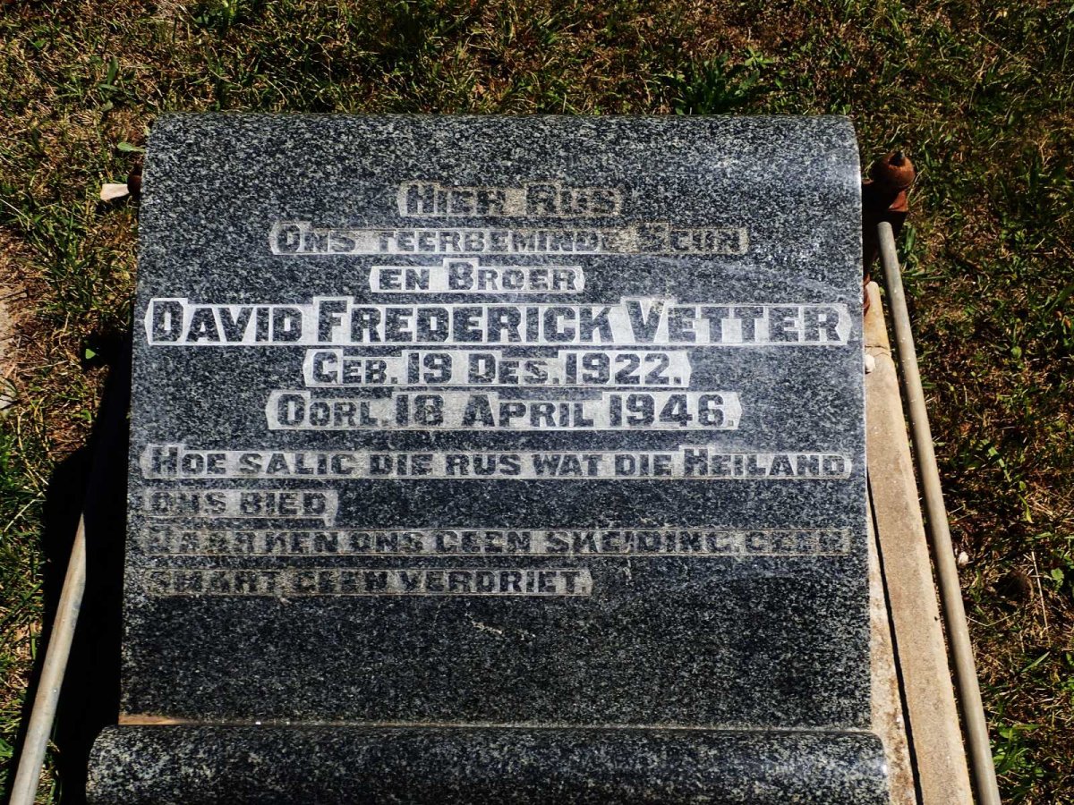 VETTER David Frederick 1922-1946