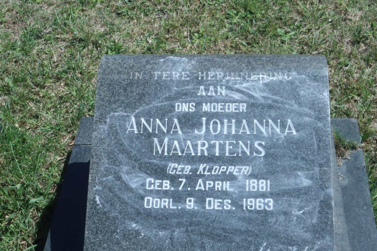 MAARTENS Joachim Hendrik 1877-1962 &amp; Anna Johanna KLOPPER 1881-1963