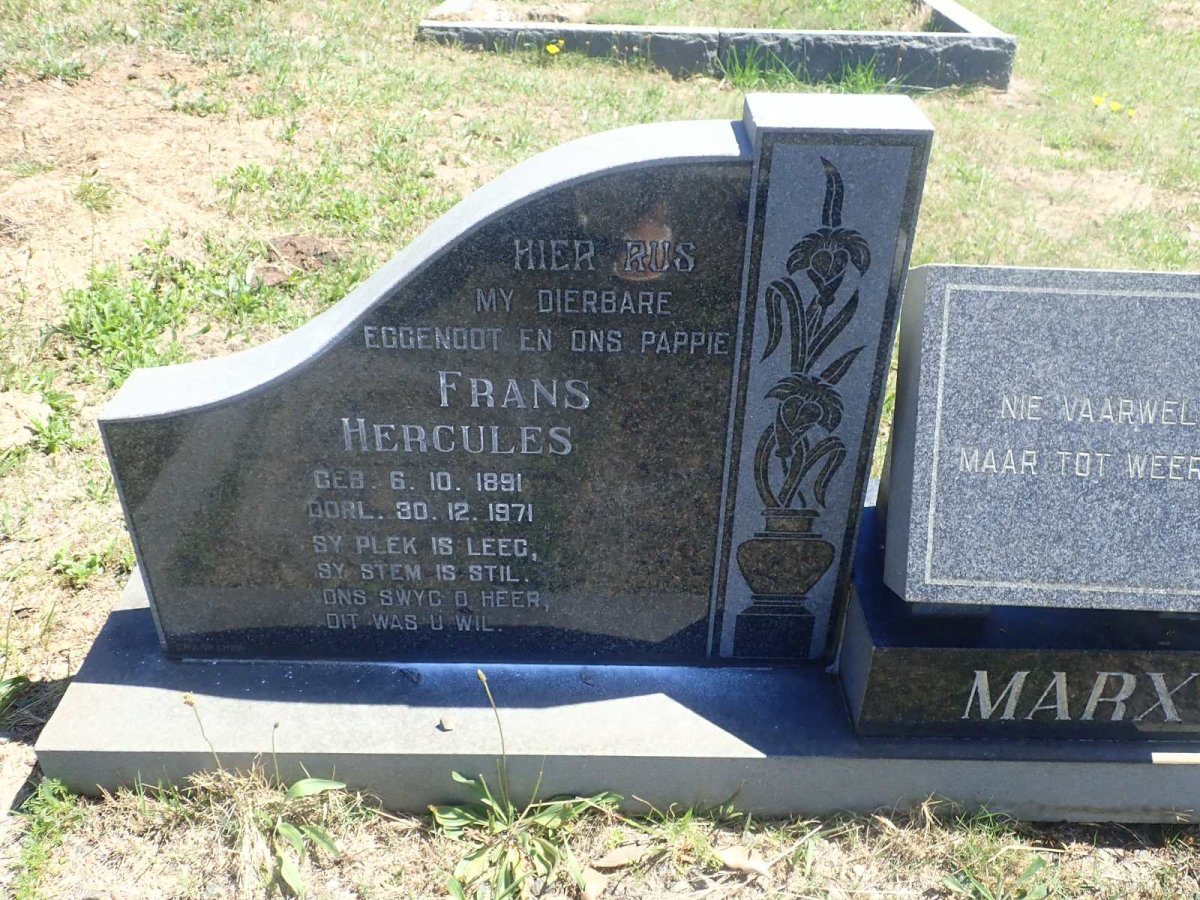 MARX Frans Hercules 1891-1971 &amp; Elizabeth Christina Maria 1906-1990