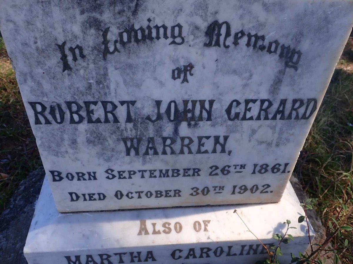 WARREN Robert John Gerard 1861-1902 &amp; Martha Caroline 1860-1892