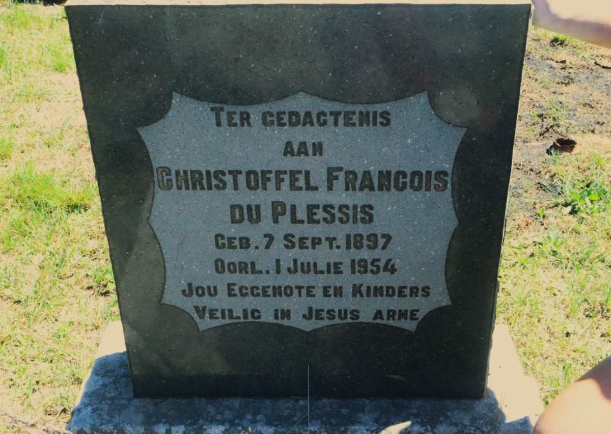 PLESSIS Christoffel Francois, du 1897-1954