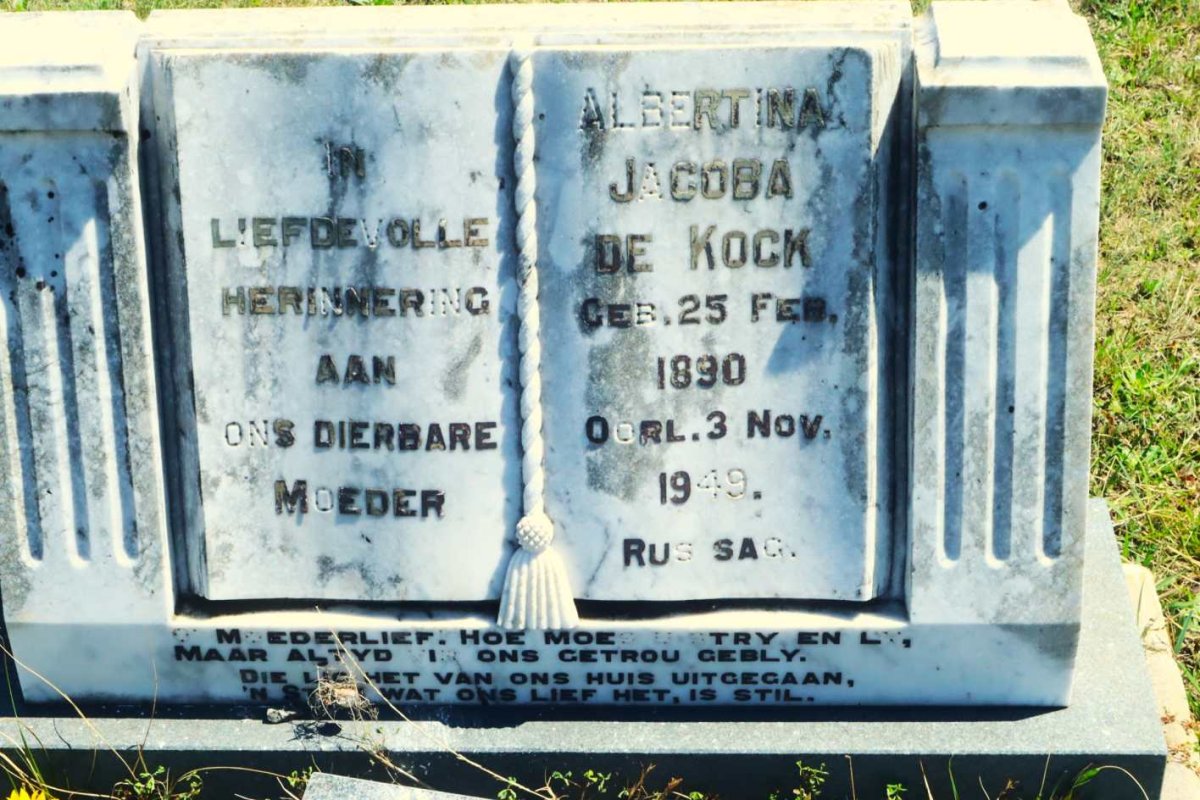 KOCK Petrus Johannes, de 1885-1940 &amp; Albertina Jacoba 1890-1949