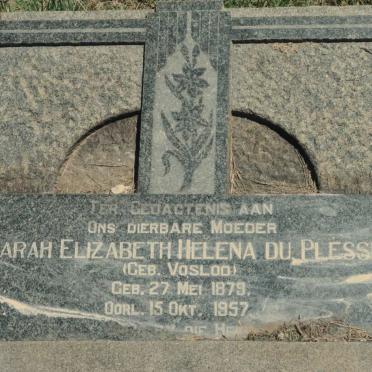 PLESSIS Sarah Elizabeth Helena, du nee VOSLOO 1879-1957