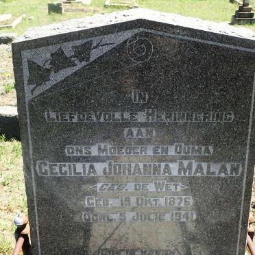 MALAN Cecilia Johanna nee DE WET 1876-1941