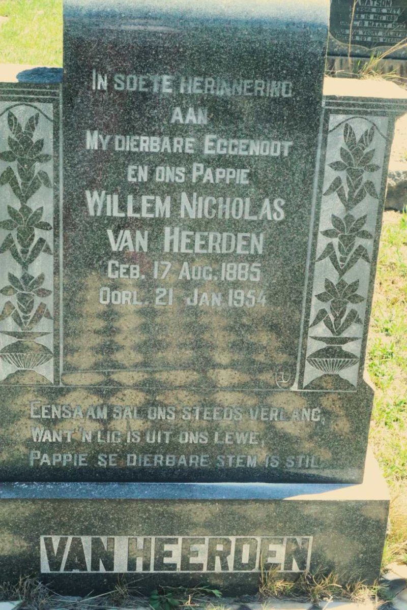 HEERDEN Willem Nicholas, van 1885-1954 &amp; Elizabeth Cornelia 1888-1965