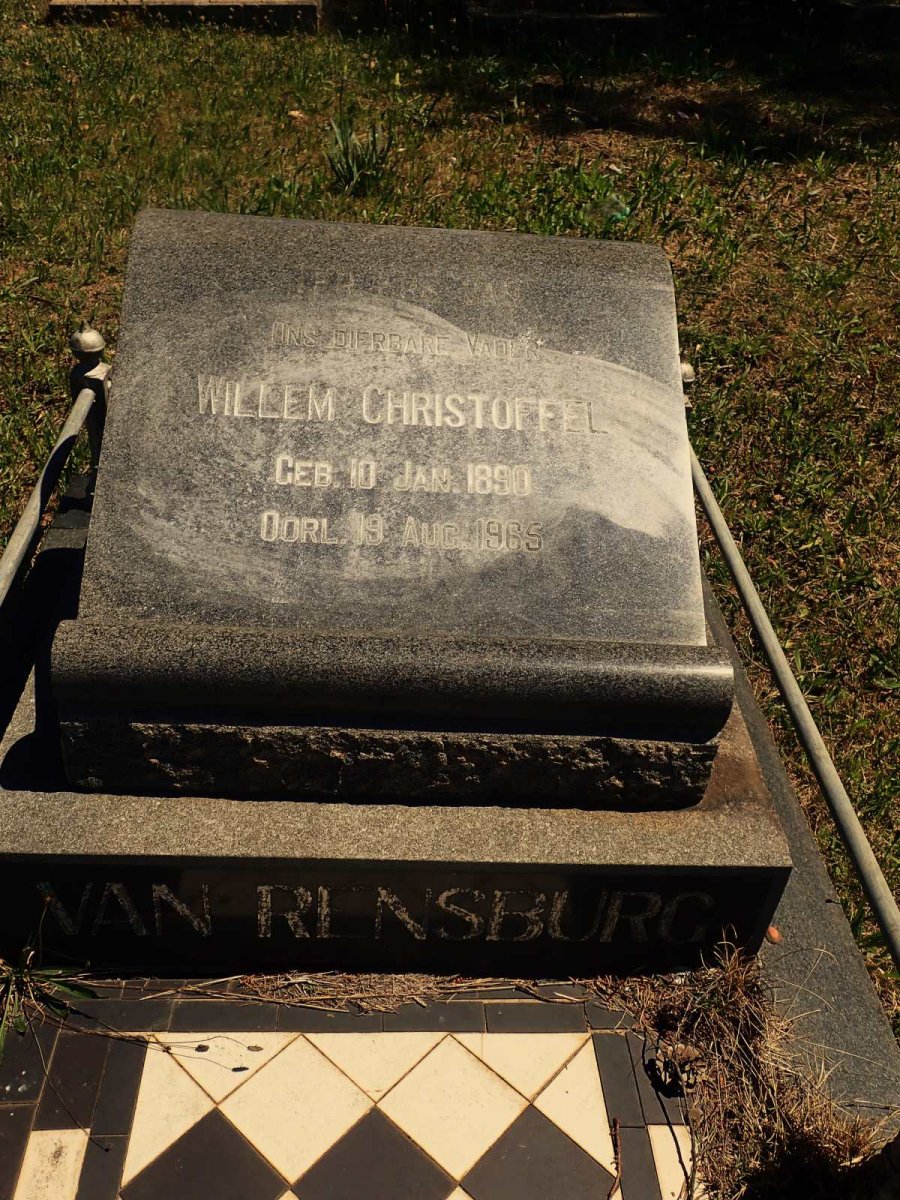 RENSBURG Willem Christoffel, van 1890-1965 &amp; Johanna Christina DE WET 1900-1958