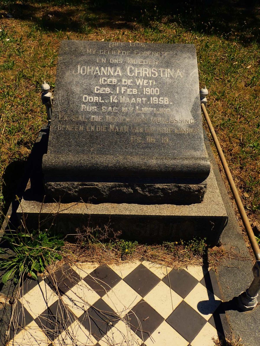 RENSBURG Willem Christoffel, van 1890-1965 &amp; Johanna Christina DE WET 1900-1958