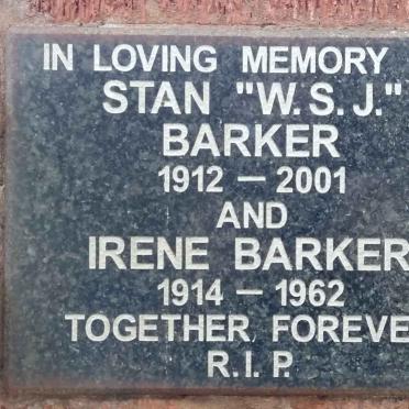 BARKER W.S.J 1912-2001 &amp; Irene 1914-1962