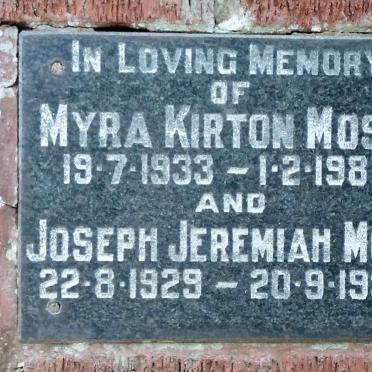 MOSS Joseph Jeremiah 1929-1990 &amp; Myra Kirton 1933-1987