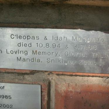MASONDO C’leopas -1994 &amp; Idah - 1988