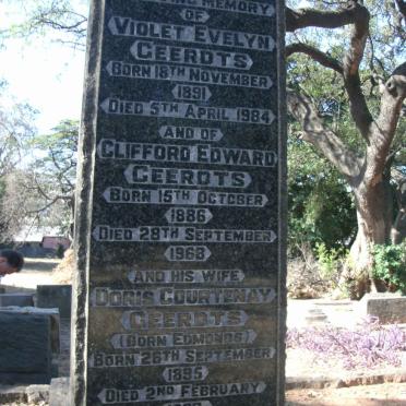 GEERDTS Clifford Edward 1886-1968 &amp; Doris Courtenay EDMONDS 1895-1983 :: GEERDTS Violet Evelyn 1891-1984