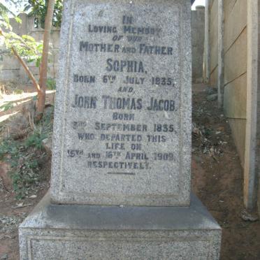 JACOB John Thomas 1835-1909 &amp; Sophia 1835-1909