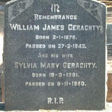 GERAGHTY William James 1878-1942 &amp; Sylvia Mary 1881-1950