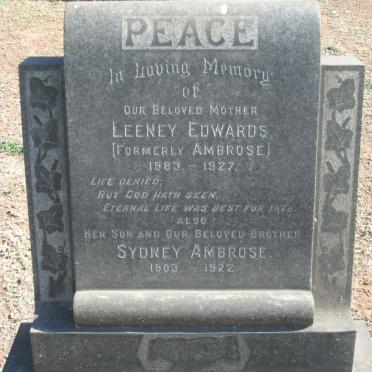 EDWARDS Leeney formerly AMBROSE 1883-1927 :: EDWARDS Sydney Ambrose 1903-1922