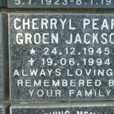 JACKSON Cherryl Pearl Groen 1945-1994