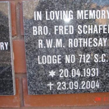 SCHAFER Fred 1931-2004