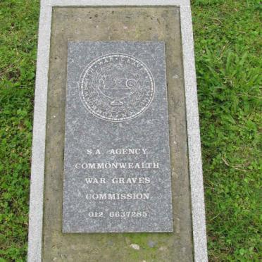 6.  PLAQUE of  the S.A. AGENCY COMMONWEALTH WAR GRAVES COMMISSION - HILLARY CEMETERY