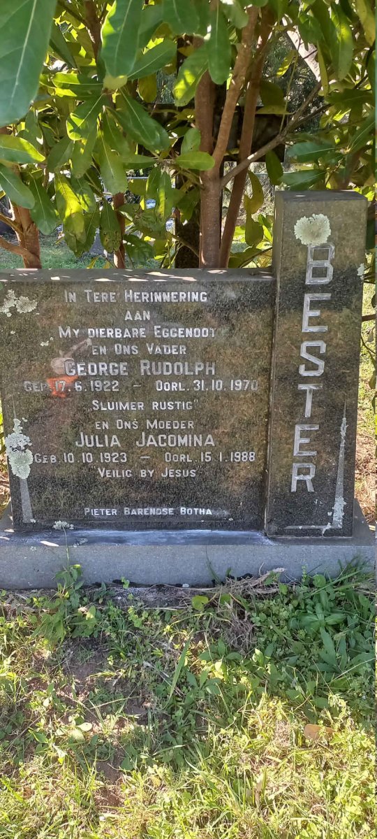 BESTER George Rudolph 1922-1970 & Julia Jacomina 1923-1988
