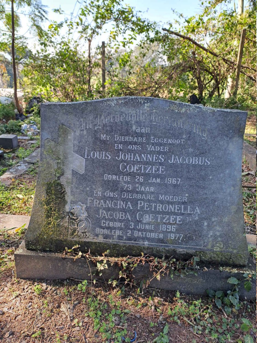 COETZEE Louis Johannes Jacobus -1967 & Francina Petronella Jacoba 1896-1977