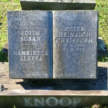 KNOOP Peter Heinrich Christoph 1895-1974 & Edith Susan 1908-1970 :: KNOOP Henrietta Aletta 1939-1940 