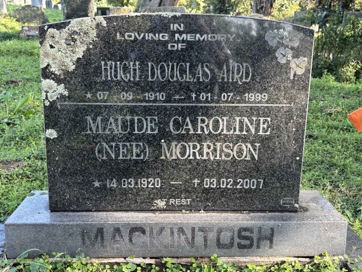 MACKINTOSH Hugh Douglas Aird 1910-1999 & Maude Caroline MORRISON 1920-2007