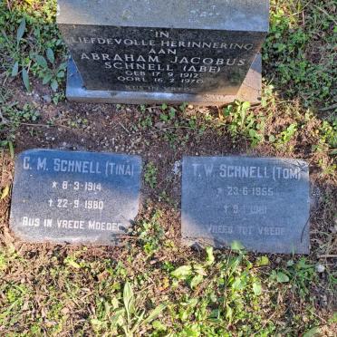SCHNELL Abraham Jacobus 1912-1970 :: SCHNELL C.M. 1914-1980 :: SCHNELL T.W. 1955-1981