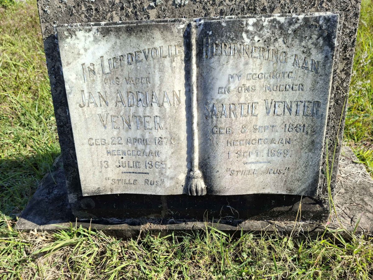 VENTER Jan Adriaan 1876-1965 & Saartje 1881-1959
