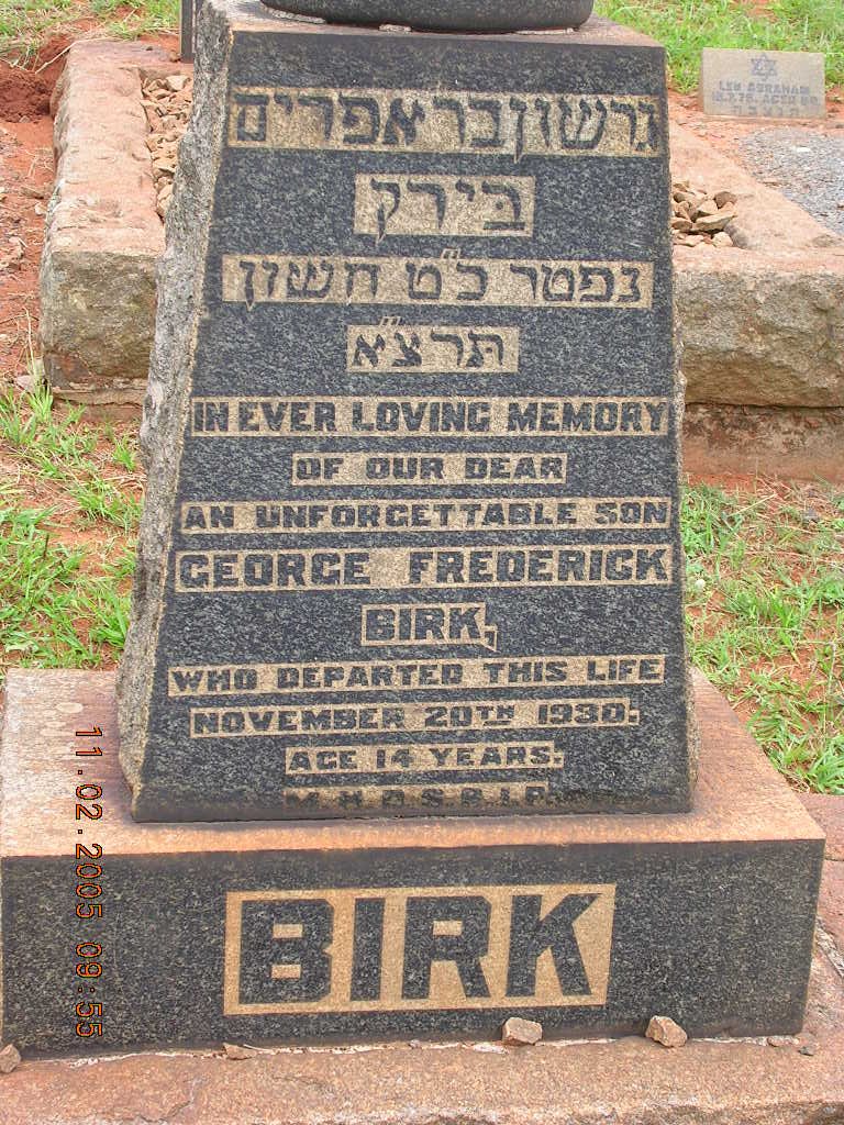 BIRK George Frederick -1930